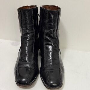 Beatle boot ,Black Leather Ankle Boots